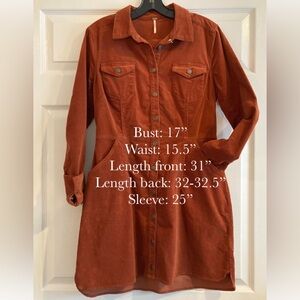 Free People Button Up Corduroy Dress